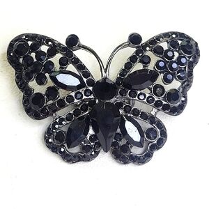 Vintage Onyx Butterfly Charm Pendant Hair piece